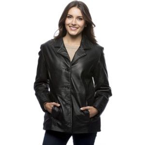SOLD!!!! Black leather  button jacket
